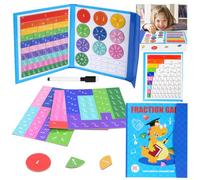 OFFCUP Conteggio e Matematica Fraction Puzzle Board, Frazione di Piastrelle e Cerchi Magnetici, Piastrelle di Frazioni Magnetica (Stile Dinosauro)
