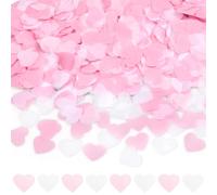 OFFCUP Coriandoli a Forma Di Cuore Biodegradabili, 90G Romantici Coriandoli Coriandoli Cuore per Matrimonio, San Valentino, Natale, Anniversario, Compleanno Carta Decorazione Da Tavolo(Bianco Rosato)