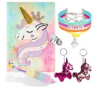 OFFCUP Diario Segreto Bambina con Lucchetto, A5 Unicorno Set Diario Segreto per Bambina, Viene Fornito con Penna a Sfera Multicolore, Un Braccialetto Ccolorato e 2 Portachiavi