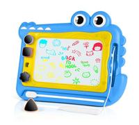 OFFCUP Lavagna Magnetica per Bambini 4 Colori Cancellabile Magnetica con 4 Timbri Magnetici e 1 Penna Giochi Bambini 3 4 5 Anni Lavagnetta Magica Regalo per Bambine e (Blu)