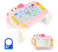 OFFCUP Lavagna Magnetica per Bambini 4 Colori Cancellabile Magnetica con Timbri Magnetici e 1 Penna Giochi Bambini 3 4 5 Anni Lavagnetta Magica Regalo per Bambine(Elefante rosa)