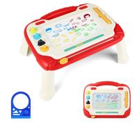 OFFCUP Lavagna Magnetica per Bambini 4 Colori Cancellabile Magnetica con Timbri Magnetici e 1 Penna Giochi Bambini 3 4 5 Anni Lavagnetta Magica Regalo per Bambine(Rosso con manico)