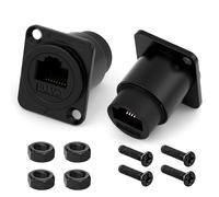 OFFCUP Modulo Tipo D Presa RJ45, 2 pezzi Modulo passante fisso, CAT6 / CAT5E / CAT5 RJ45 Rete Porta Presa per Montaggio a Pannello Adatto per desktop, computer, TV box, tablet