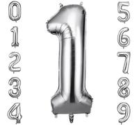 OFFCUP Palloncini Compleanno Argento 101 CM, Palloncino Numero 1, Foil Palloncini Numeri, Giganti Numeri, Decorazioni Festa Compleanno, Gonfiabili Pallone per Anniversario