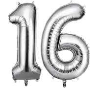 OFFCUP Palloncini Compleanno Argento 101 CM, Palloncino Numero 16/61, Foil Palloncini Numeri, Giganti Palloncini Numeri, Decorazioni Festa Compleanno, Gonfiabili Pallone per Anniversario