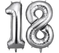 OFFCUP Palloncini Compleanno Argento 101 CM, Palloncino Numero 18/81, Foil Palloncini Numeri, Giganti Palloncini Numeri, Decorazioni Festa Compleanno, Gonfiabili Pallone per Anniversario