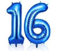 OFFCUP Palloncini Compleanno Blu 101 CM, Palloncino Numero 16/61, Foil Palloncini Numeri, Giganti Palloncini Numeri, Decorazioni Festa Compleanno, Gonfiabili Pallone per Anniversario
