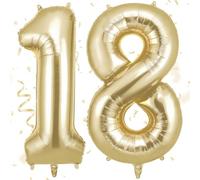 OFFCUP Palloncini Compleanno Oro Chiaro 101 CM, Palloncino Numero 18, Foil Palloncini Numeri, Giganti Numeri, Decorazioni Festa Compleanno, Gonfiabili Pallone per Anniversario