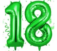 OFFCUP Palloncini Compleanno Verde 101 CM, Palloncino Numero 18/81, Foil Palloncini Numeri, Giganti Palloncini Numeri, Decorazioni Festa Compleanno, Gonfiabili Pallone per Anniversario