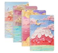 OFFCUP Quaderno a Spirale, A5 Spiral Notebook, Confezione da 4 Blocco Note, 120 Pagine / 60 Fogli di Carta Quaderno con Spirale per Scuola Viaggio Ufficio (Mare)