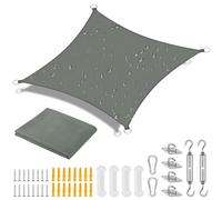 OFFCUP Tenda Parasole, 3 x 3 M Vela Ombreggiante Impermeabile, 420D Oxford Cloth Vela de Sombra Piazza, con Accessori Installazione e Corde, Anti UV, per Esterno, Giardino, Terrazzo (Gris)