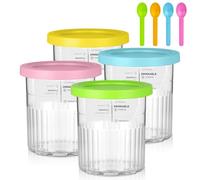 OFFCUP Vaschette per Gelato, 4pezzi Vaschetta Contenitore Gelato, Contenitori per Gelato Fatto in Casa con Coperchi, Contenitori di Ricambio per Ninja Creami Deluxe NC500 NC501 Serie