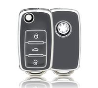 OFFCURVE Custodia Chiavi Auto Guscio Chiave, Cover Chiave Copri Chiavi Telecomando 3 Tasti Adatto per VW Volkswagen Polo Golf 4/5/6 Multivan T5 Caddy Jetta Bora Superb Passat Fabia Seat Ibiza