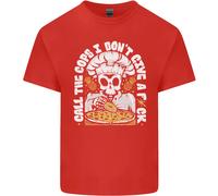Offensiva Pizza che Mangia Teschio Chef Uomo Cotone T-Shirt
