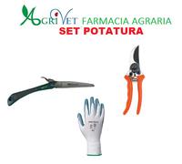 OFFER. KIT SET POTATURA SEGACCIO A SERRAMANICO FORBICE DA POTA E GUANTI GIARDINO