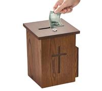 Offering Box Wooden - Wall Mounted Lockable Church Donation Box | Church Donation Box with Lock for Parish Shrine Tithe Event Religious Service Fundraising Congregation