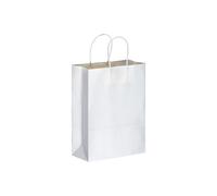 Offerta 1/50/250 shopper sacchetti in carta bianca con soffietto 39x28x10cm