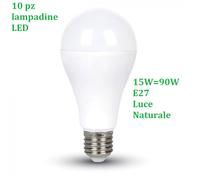 V-Tac VT-2015 Lampadina LED E27 15W Bulb A65 - SKU 4453 / 4454 / 4455 - Temperatura Colore: Bianco Naturale