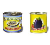 OFFERTA 15 lattine da 240 gr. di CONDIMENTO PASTA CON SARDE e 15 lattine da 200 gr. di CAPONATA SICILIANA F.lli Contorno per totali Kg.6,60 di prodotti 30 lattine totali.