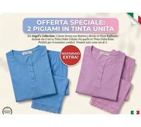 Offerta 2 Pigiami Donna 100% Cotone Angel’s Pigiama Estivo Manica Lunga S M L XL