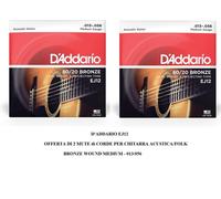OFFERTA 2 SET MUTA CORDE D'ADDARIO EJ12 Bronze 013/056 CHITARRA ACUSTICA FOLK