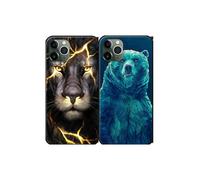 OFFERTA 2x1 fantastiche custodie orso leone con fulmine compatibili con iPhone Blu 12