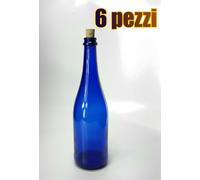 OFFERTA 6 pezzi Bott. EXTRAL 75 CL in vetro BLU COBALTO TRASPARENTE con TAPPO