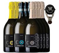 Offerta Borgo Molino, 4 Prosecco Extra Dry Doc Treviso, 4 Glera Extra Dry, 4 Prosecco Sigillo Spago Doc Treviso. 12 Bottiglie da 750 ml con Tappo Salva Bollicine in omaggio