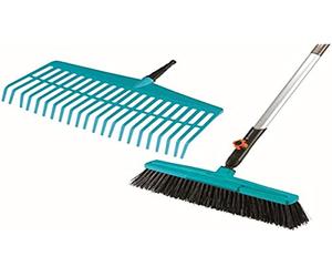 Offerta Completa Combisystem Gardena: Rastrello e Scopa Stradale con Manico in Legno in Un Set, Manico in Legno in Legno Certificato Fsc 100 per Cento, Sistema Plug-In Senza Oscillazioni (3081-20)