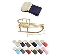 Offerta KOMBI Slitta in legno con schienale e corda di trazione + sacco nanna invernale universale (90 cm), adatta anche per ovetto, passeggino, in lana tinta unita (marina)
