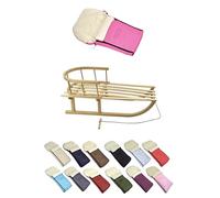 Offerta KOMBI Slitta in legno con schienale e corda di trazione + sacco nanna invernale universale (90 cm), adatta anche per ovetto, passeggino, in lana tinta unita (rosa)