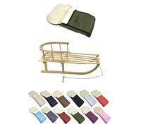 Offerta KOMBI Slitta in legno con schienale e corda di trazione + sacco nanna invernale universale (90 cm), adatta per ovetto, passeggino, lana, tinta unita (oliva)