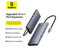 【Offerta limitata】 Hub USB Baseus da tipo C a doppio HDMI 4K 60Hz 30Hz VGA PD 100W Ricarica rapida USB A 3.0 Display MST da 5 Gbps per Windows