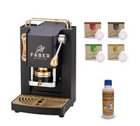 Offerta Macchina da Caffe a Cialda Faber Mini Deluxe + Decalcificante da 300 ml + Cialde Omaggio il Caffè dell' Emporio (Nera)
