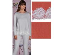 OFFERTA PIGIAMA DONNA ESTIVO IN VISCOSA ELEGANTE PIZZO E INSERTI IN RASO ANDRA