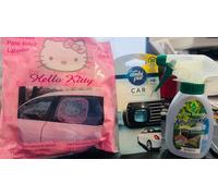 Offerta tendine Hello Kitty auto+profumo Ambipur car+spray Arbre Magique