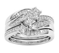 Offerte Lampo del Giorno Argento Sterling 925 Anello per Donna Ragazze Cubic Zirconia Anello Aperto Regolabile Romantico Halo Anello per Fidanzamento Promessa Matrimonio Anniversario San Valentino
