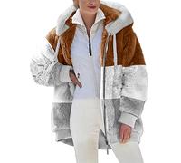 Offerte Lampo del Giorno Giacca Invernale Pile Donna Taglie Forti Cappotto Sherpa Teddy Giacca Sci Felpa con Cappuccio in Peluche Cerniera Coulisse in Più Colori Cappotti Calda Ampia Confortevole