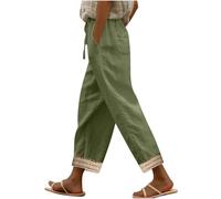 Offerte Lampo del Giorno Pantaloni Moda Donna Righe Verticali Bottoni Lino Ufficio Pantalone con Tasche Pantalone di Svago Panno di Lino da con Fascia Elastica Regalo Mamma