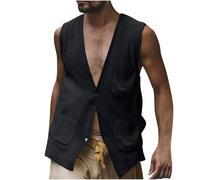 Offerte Lampo Gilet Uomo Palestra Estive Canottiera Cotone E Lino Leggera Canotta Senza Manica Fitness Tank Top Canottiere Traspirante Gilet Muscolo Contenitiva Elasticizzata Elegante Canotta Running