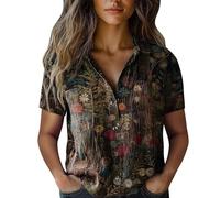 Offerte Oggi Magliette Donna Casual Elegante Oversize Blusa Scollo a V Manica Corta Camicia Floreale Boho Magliette Top Fantasia Stampa Camicetta T-Shirt Sexy Curvy 2025 Moda Magliette