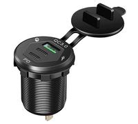 Offgridtec Adattatore di ricarica da auto, presa tripla USB 12 V/24 V con 2 porte USB-C e 1 USB-A (18 W), custodia protettiva, alloggiamento in alluminio, protezione IP66 da acqua e polvere