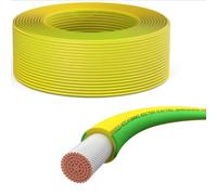 Offgridtec H07V-K cavo di messa a terra 10 mm² 450/750V, rame a fili sottili, isolamento XLPO e PVC ritardante di fiamma, certificato HAR, posa fissa, alta flessibilità (verde/giallo, 10 m)
