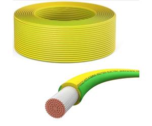 Offgridtec H07V-K cavo di messa a terra 16 mm² 450/750V, rame a fili sottili, isolamento XLPO e PVC ritardante di fiamma, certificato HAR, posa fissa, alta flessibilità (verde/giallo, 30 m)