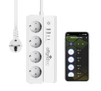 Offgridtec Presa multipla Smart WiFi con 4 prese, 2 USB-A e 2 USB-C, controllata tramite Smart Life/Tuya, monitoraggio dell'alimentazione in tempo reale, Alexa/Google, 16A/3680 W, cavo da 1,5 m, 1,2