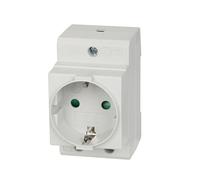 Offgridtec Presa Schuko per guida DIN 16A 230V 2P+E - Presa da incasso per quadri elettrici e contatori, con contatto di protezione per montaggio su guida DIN 35 mm (Grigio)