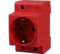 Offgridtec Presa Schuko per guida DIN 16A 230V 2P+E - Presa da incasso per quadri elettrici e contatori, con contatto di protezione per montaggio su guida DIN 35 mm (4 pezzi, Rosso)