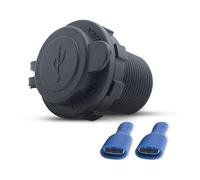 Offgridtec presa USB auto 12V/24V con copertura a ribalta, ricarica rapida 5V 2,4A USB-A, caricatore da pannello IP65 impermeabile per auto, camper, barche e camion, struttura resistente in ABS nero