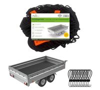 Offgridtec Rete di sicurezza per rimorchio, 2 x 3 m su 3 x 4 m, estensibile e a maglia fine, include 12 ganci di serraggio, marcature angolari, corda in gomma rinforzata, fissaggio del carico per