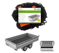 Offgridtec Rete di sicurezza per rimorchio da 1,5 x 2,7 m su 2,5 x 3,5 m, estensibile e a maglia fine, con 10 ganci di serraggio, marcature angolari, corda in gomma rinforzata, fissaggio del carico